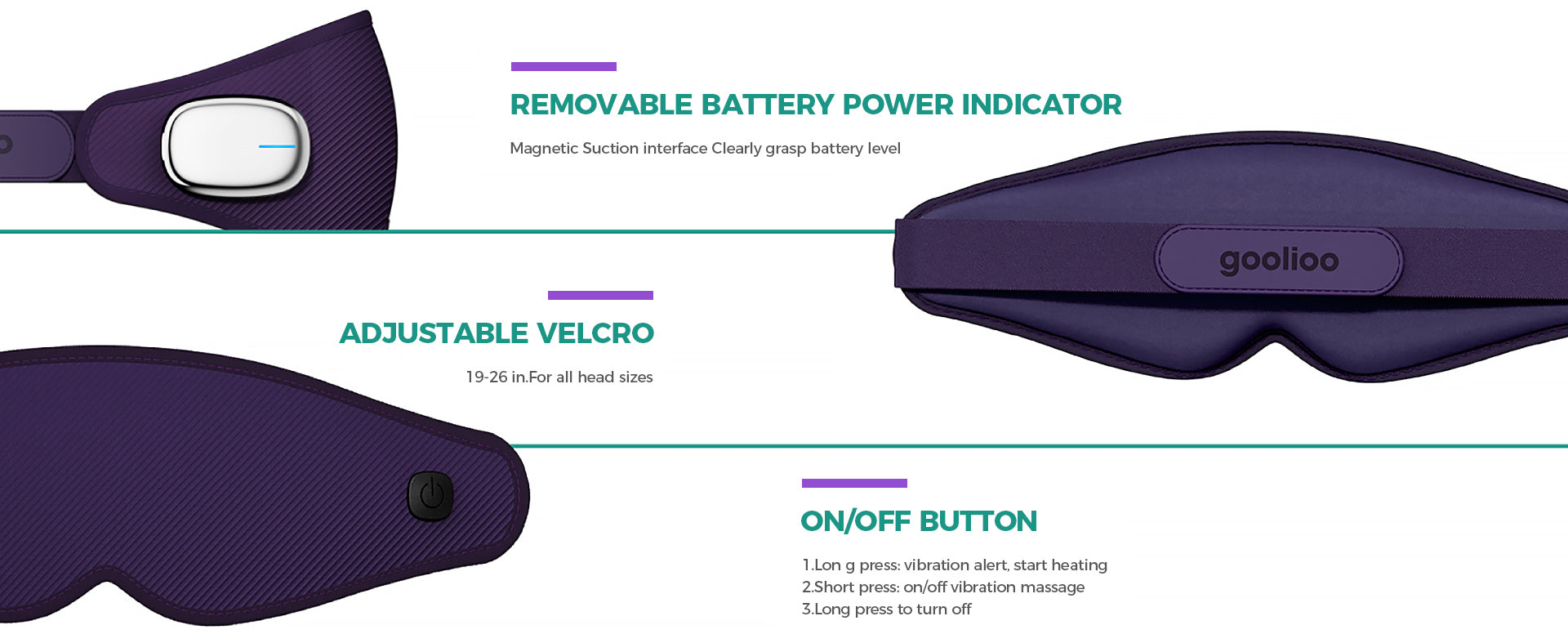  The Goolioo heated mask features removeable battery power indicator,adjustable velcro and the power button