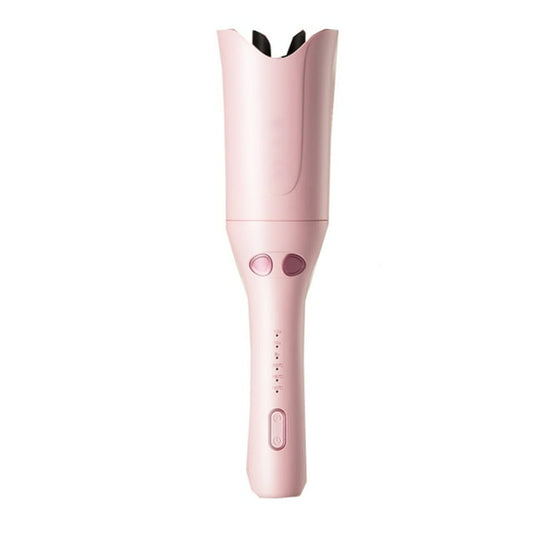 Goolioo Curling Iron, Automatic Rotating Hair Curler 1 Inch Auto Hair Curling Wand for Hair Styling, Ceramic, Pink