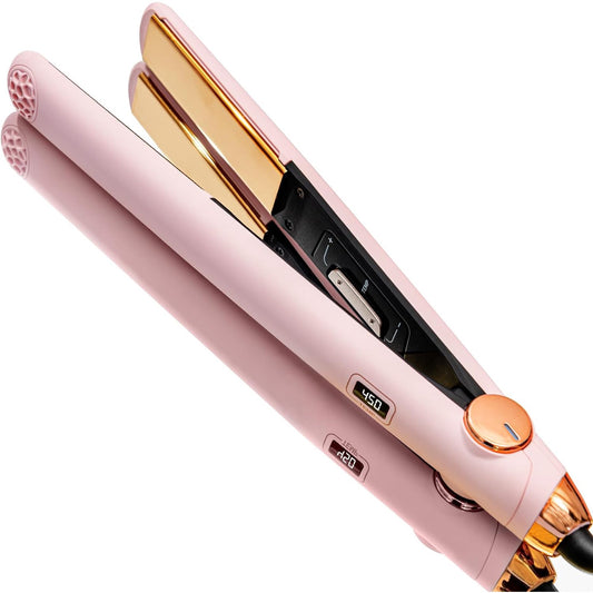 Goolioo hair straightener, 1 Inch flat iron hair straightener, 2 in 1 hair straightening and curling iron styling tools